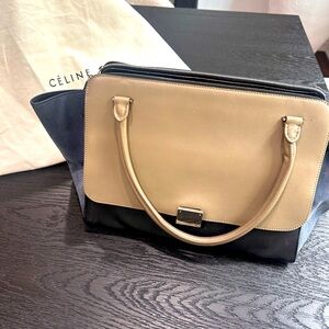 Celine two toned bag. Gray and blue suede